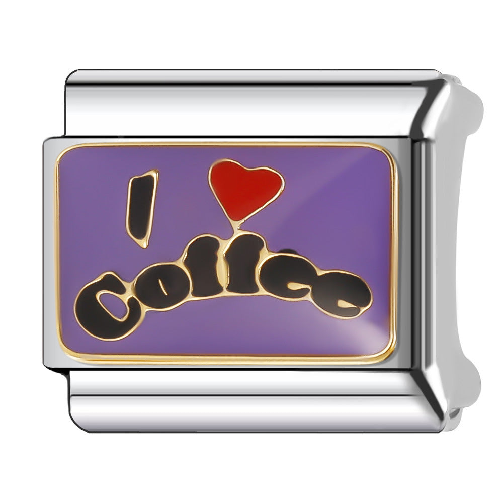 Wholesale Italian Charm Bracelet 9mm DIY Splicing Food & Beverage Series Stainless Steel Composable Bracelet