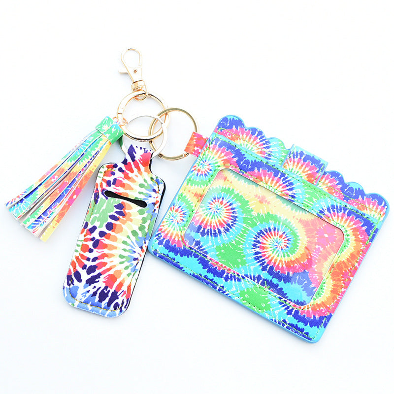 Wholesale Cactus Leopard Rose Flower Lipstick Case Card Holder PU Keychain