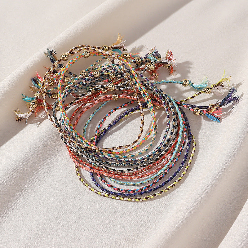 Wholesale  ethnic style hand-woven colored cotton rope suit bracelet