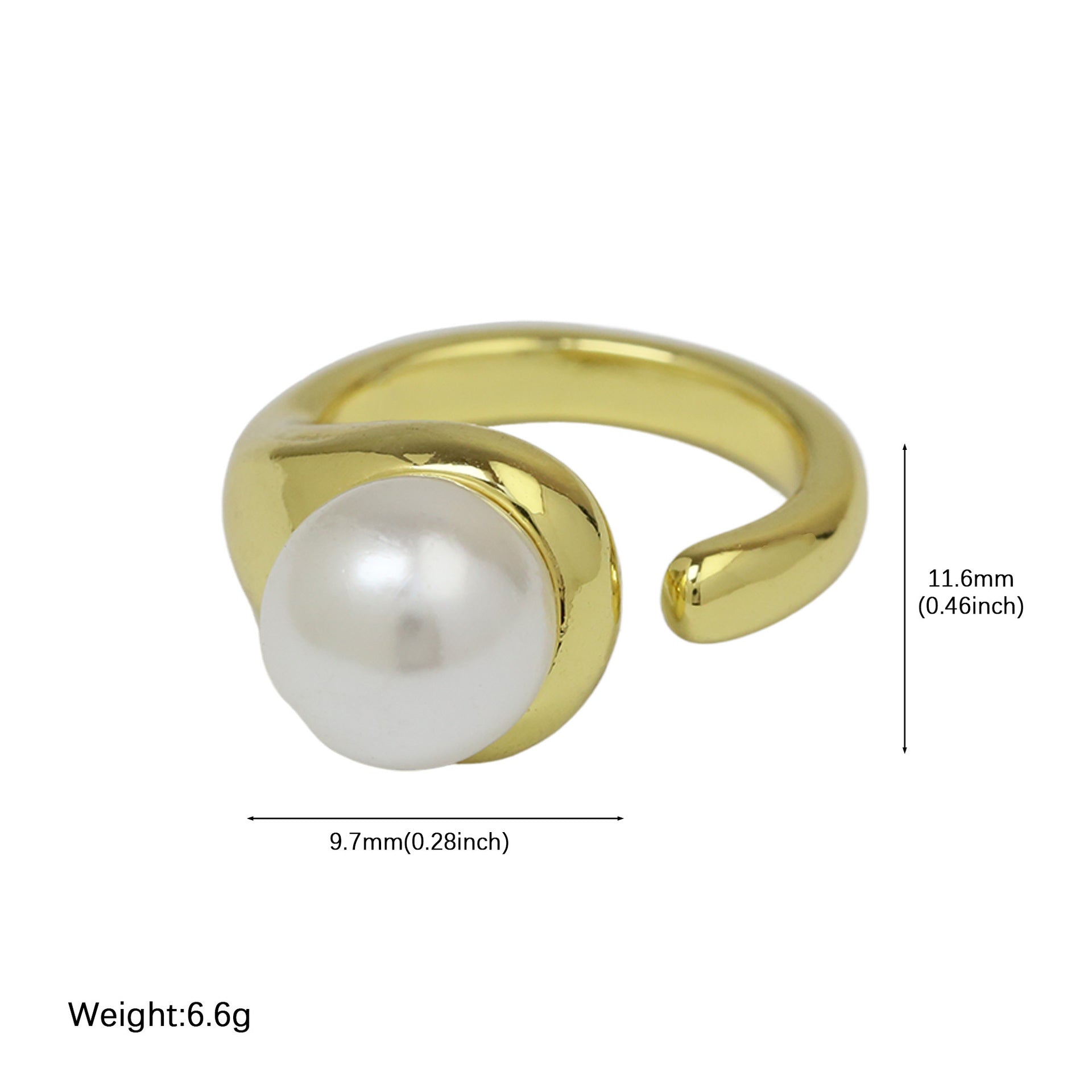 Wholesale European and American E-Commerce Hot-Selling Autumn New Round Pearl Love Geometric Fashion Women' s Open Light Luxury Ring