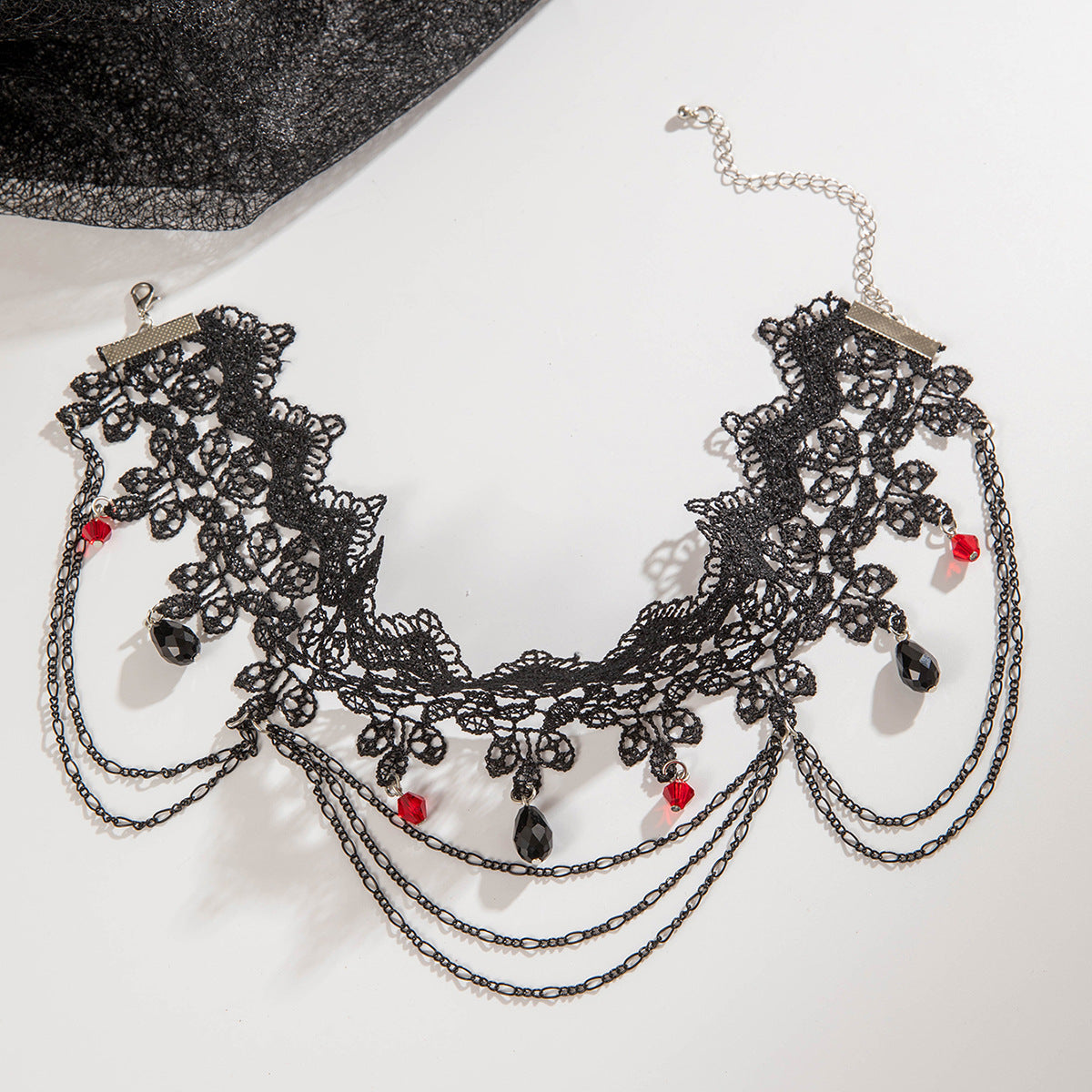 Wholesale Multi-layer Lace Tassel Collar Dark Gothic Black Bead Necklaces