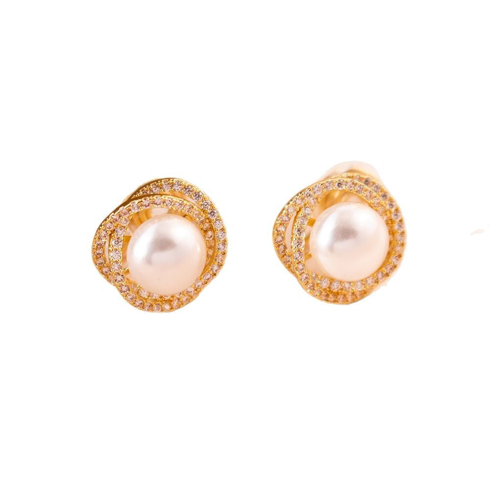 Wholesale Real Gold Electroplated Spiral Pearl Mosquito-repellent Incense Plate Retro Earrings