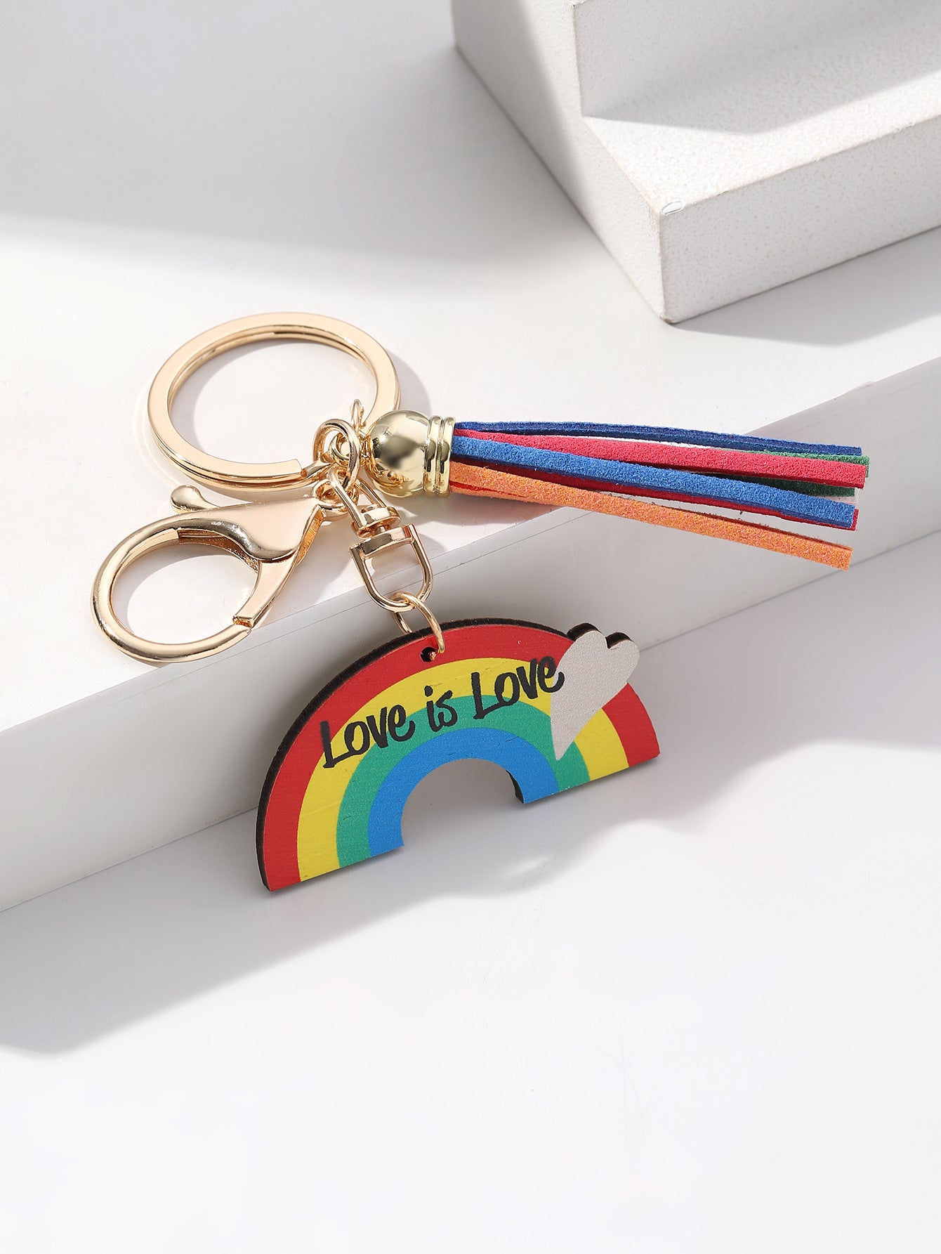 Wholesale LGBT Pride Month Rainbow Tassel Wooden Keychain ACC-KC-RongR041