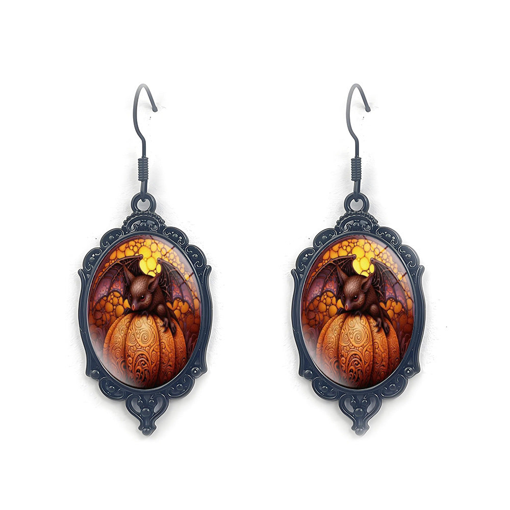Wholesale Halloween Dark Series Oval Pendant Earrings