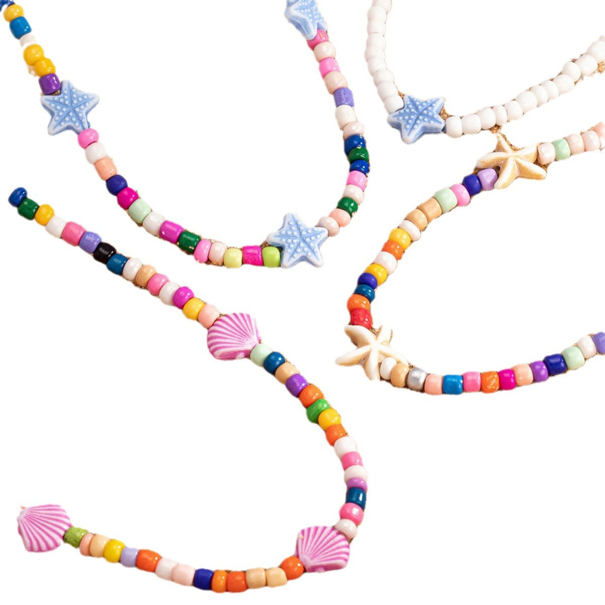 Wholesale  handmade beaded clavicle chain women' s new Korean version of fresh temperament starfish shell beaded necklace