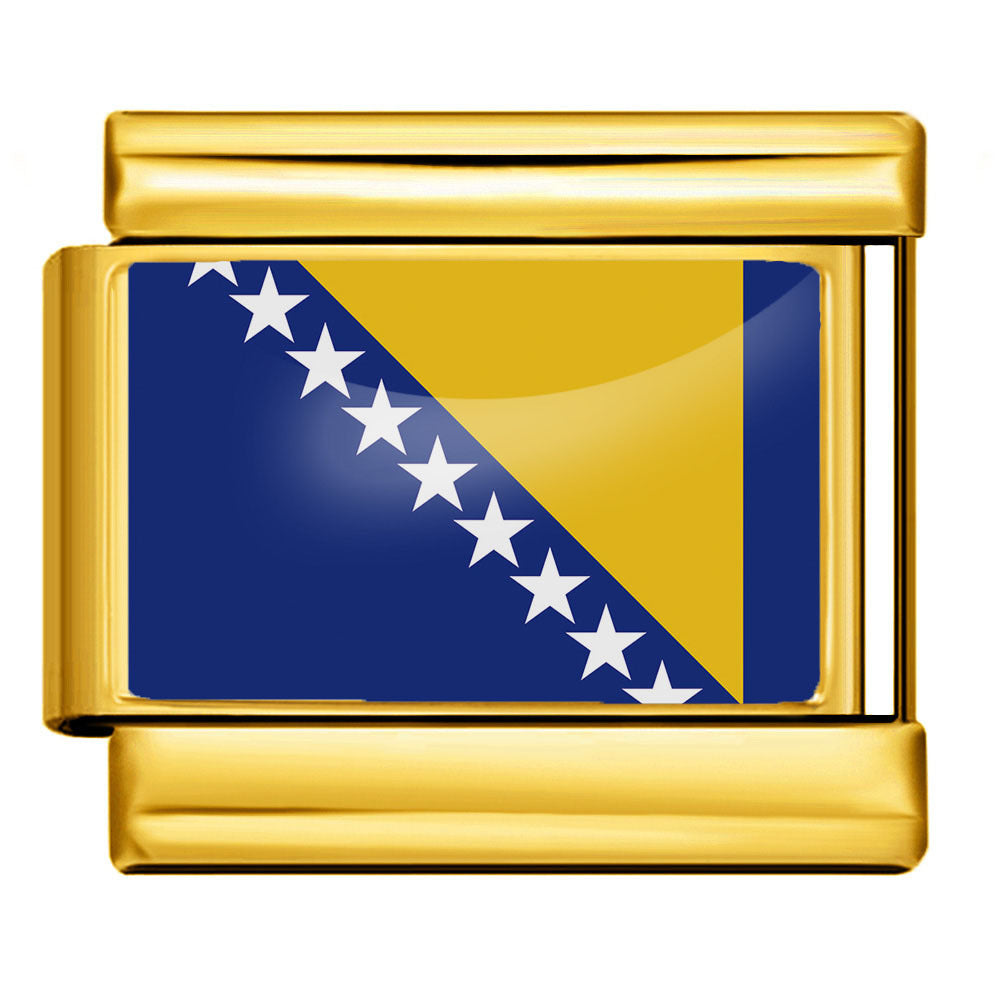 Wholesale Golden World Flag Photo Epoxy Italian Module Bracelet DIY Stainless Steel Elastic Strap Chain Bracelet