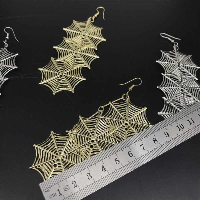 Wholesale Retro Exaggerated 8-sided Spider Web Earrings Statemente Earrings ACC-ES-FX049