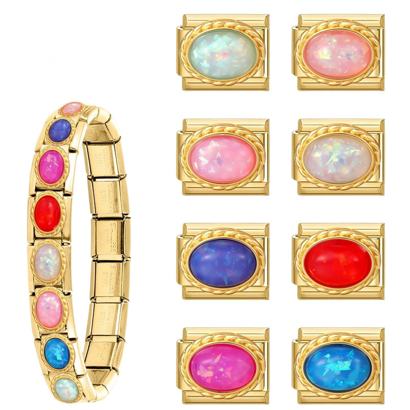 Wholesale Italian Style Modular Bracelet Charms Stainless Steel DIY Jewelry Accessories Multi Color Rhinestone Boutique Resale