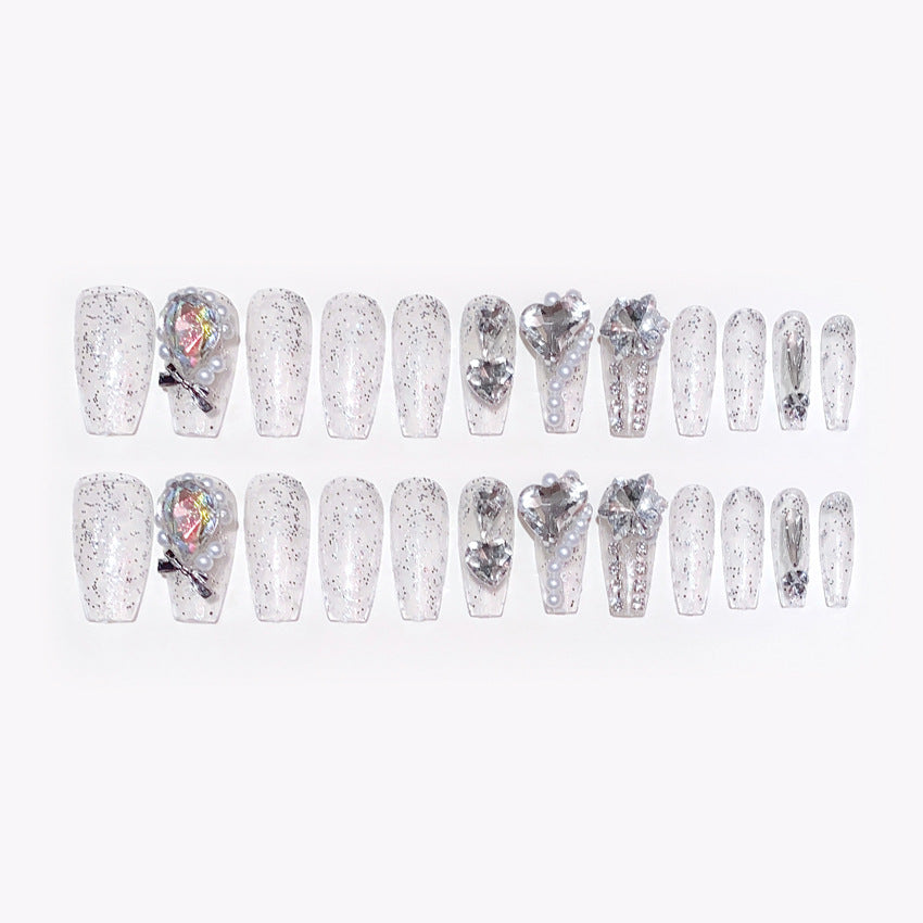 Wholesale 24 Pieces/box Diamond Press-on Nails Kits Nail Stickers ACC-NS-DiNa008