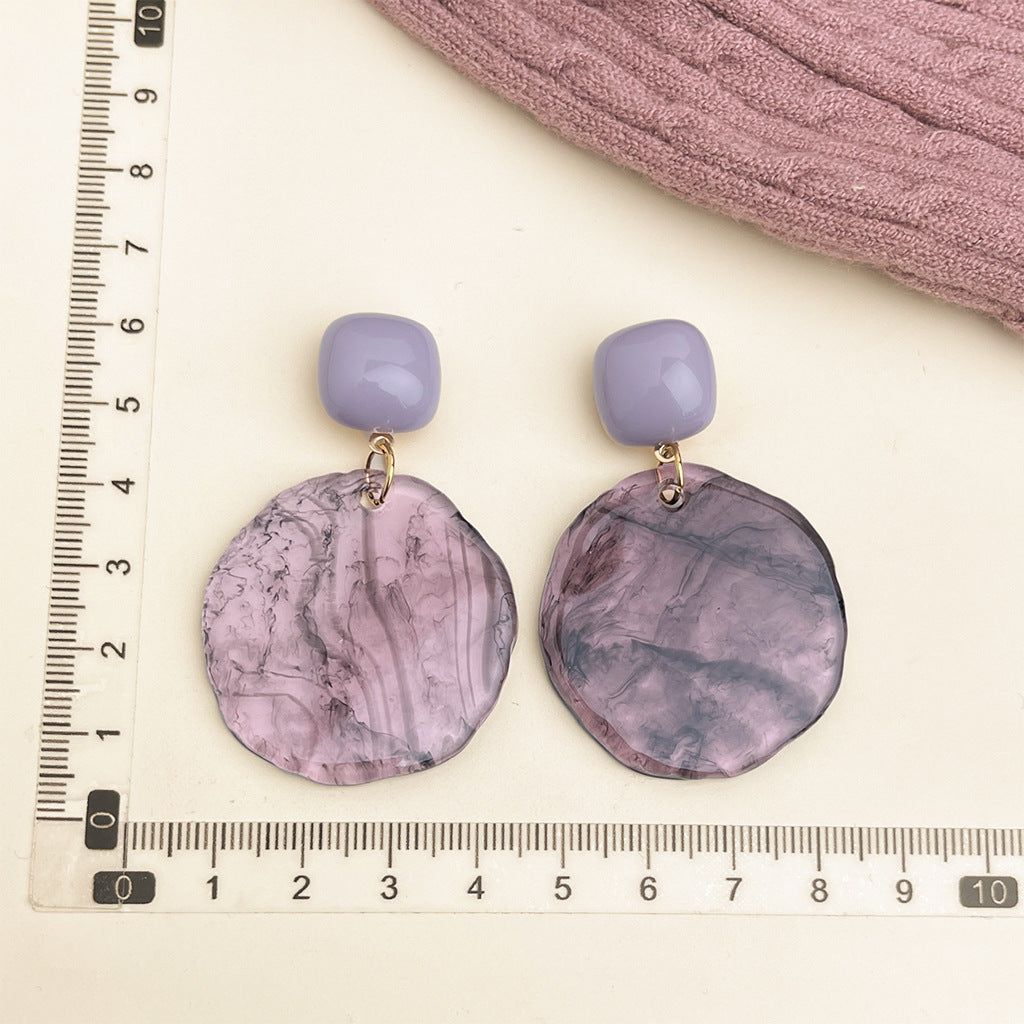 Wholesale French retro Vintage purple oil-drop flower earrings