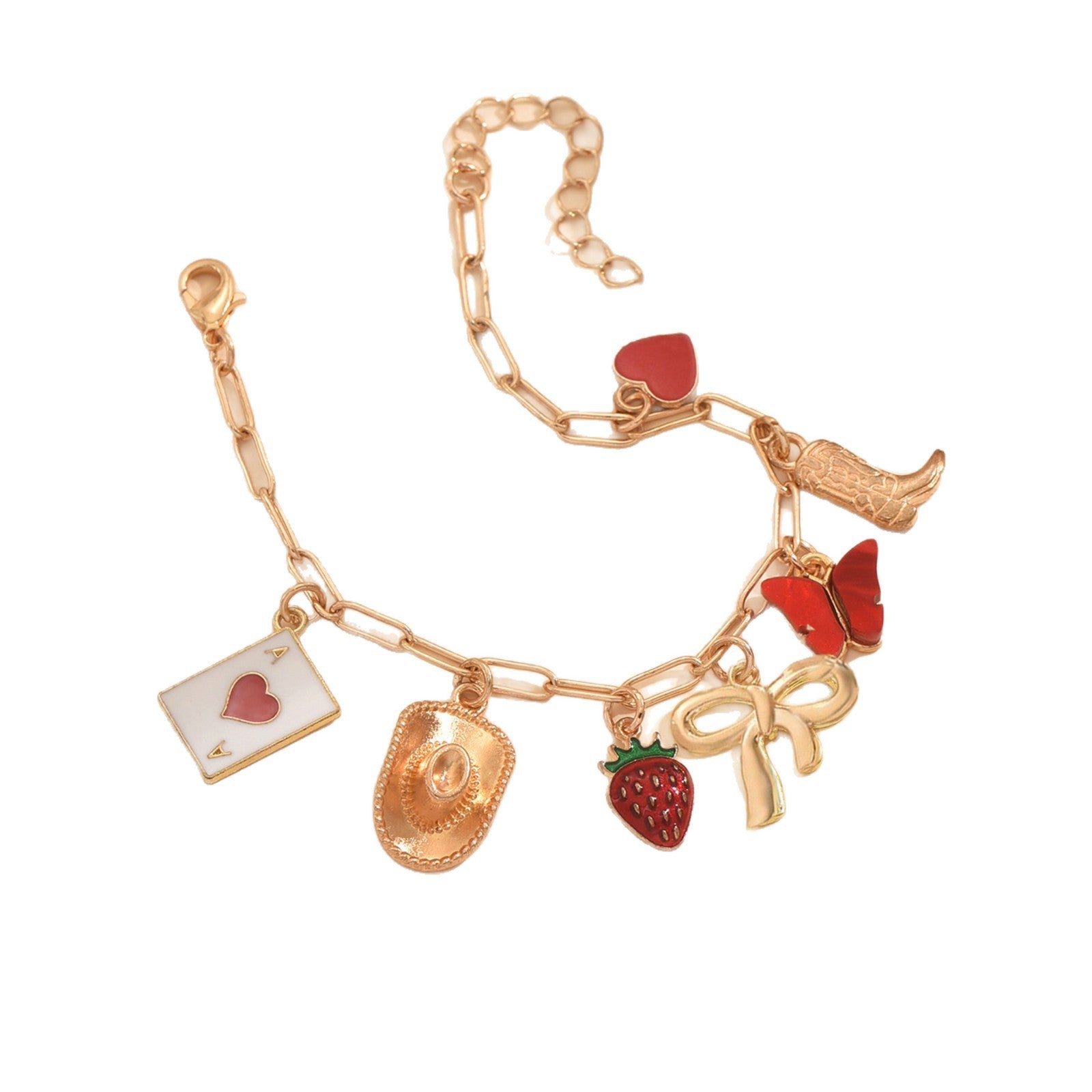 Braccialetto pendente all'ingrosso del pendente della fragola della farfalla del cuore degli stivali da cowboy della mazza