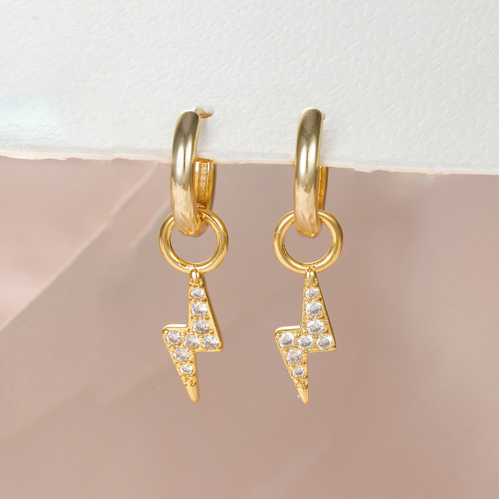 Wholesale Gold Plated Water Drop Cross Zircon Earrings Trendy Party Jewelry