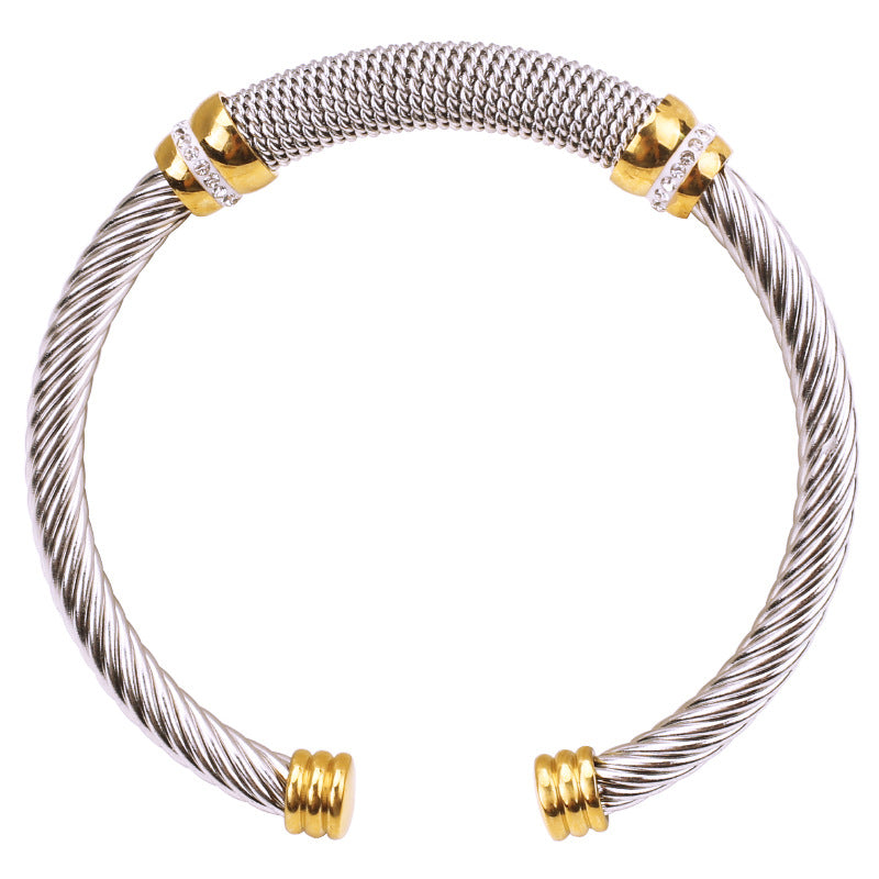 Wholesale Braided Titanium Steel Wire Rose Gold Bracelet ACC-BT-QianCai005