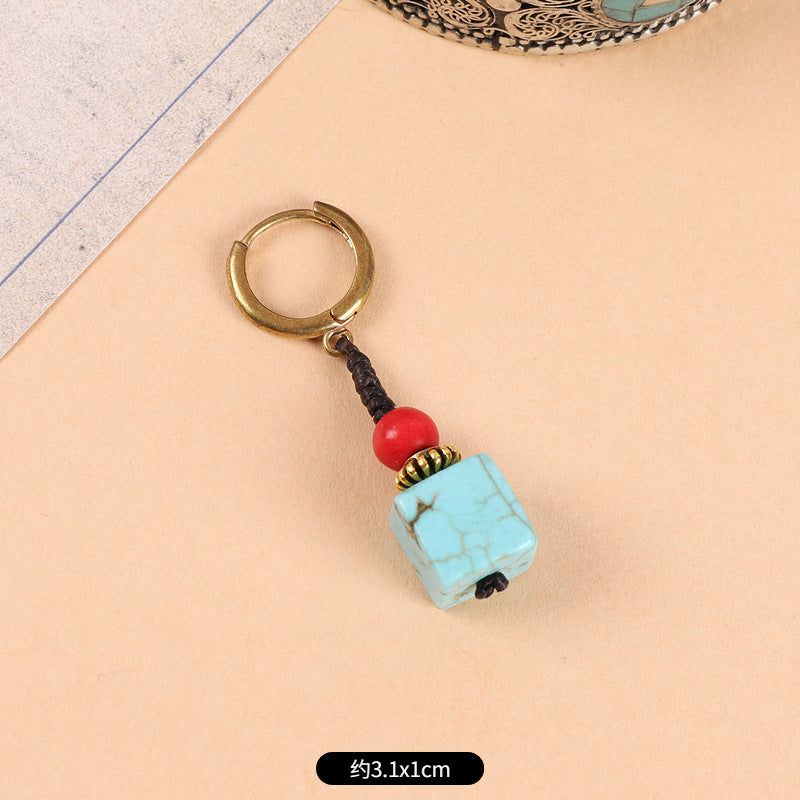 Wholesale Woven Turquoise Ethnic Style Earrings Handmade Vintage Jewelry Accessory Gift