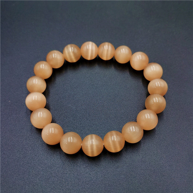 Wholesale Fashion 10mm Cat' s Eye Glass Bead Bracelet Red Candy Color Jewelry Accessory for Resale