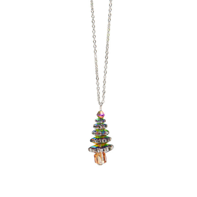 Wholesale Colored crystal Christmas tree necklace alloy clavicle chain choker necklace