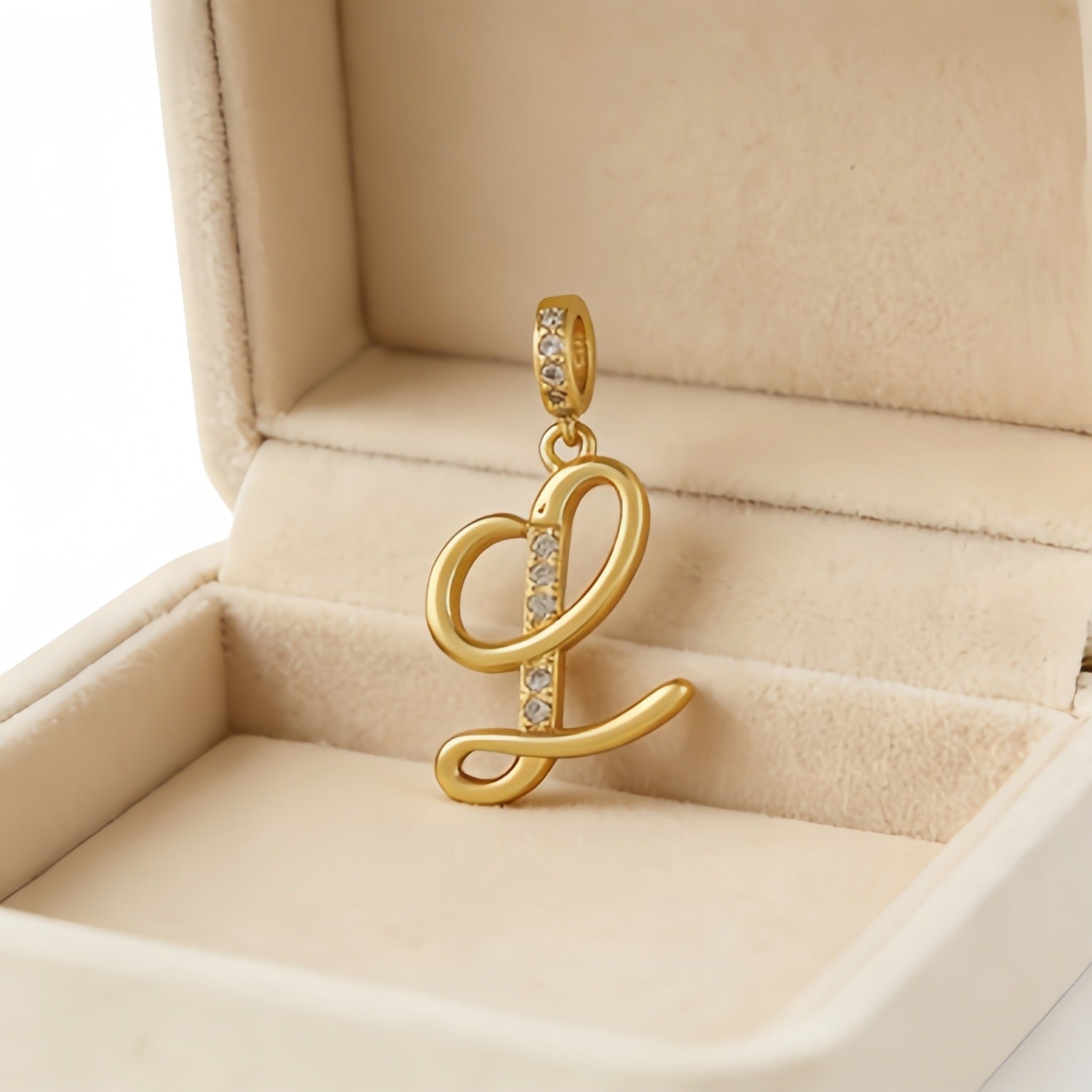 Wholesale Gold Plated Copper Letter Pendant with Zircon,  Pan Style DIY Necklace Accessory