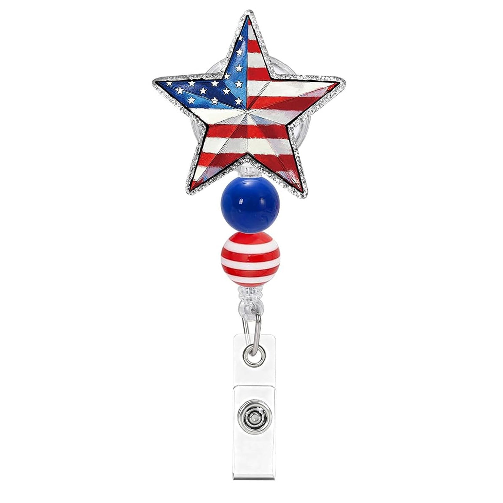 Wholesale Acrylic Retractable Badge Reel USA Bow Design Party Favor DIY Accessory
