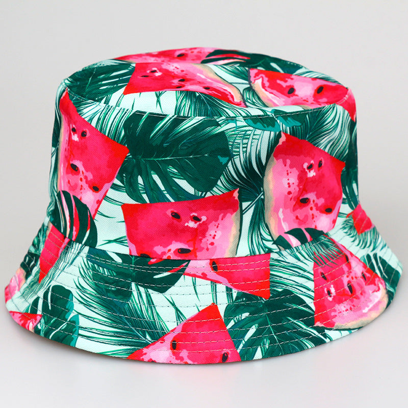 Wholesale Tropical fruit double sided wearing printed pot hat outdoor Bucket Hat