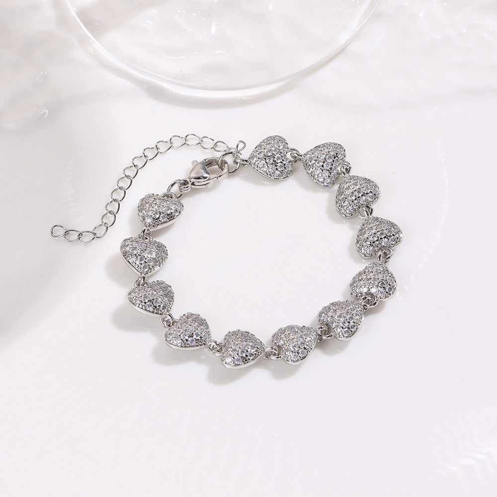 Wholesale Diamond-Encrusted Heart Bracelet