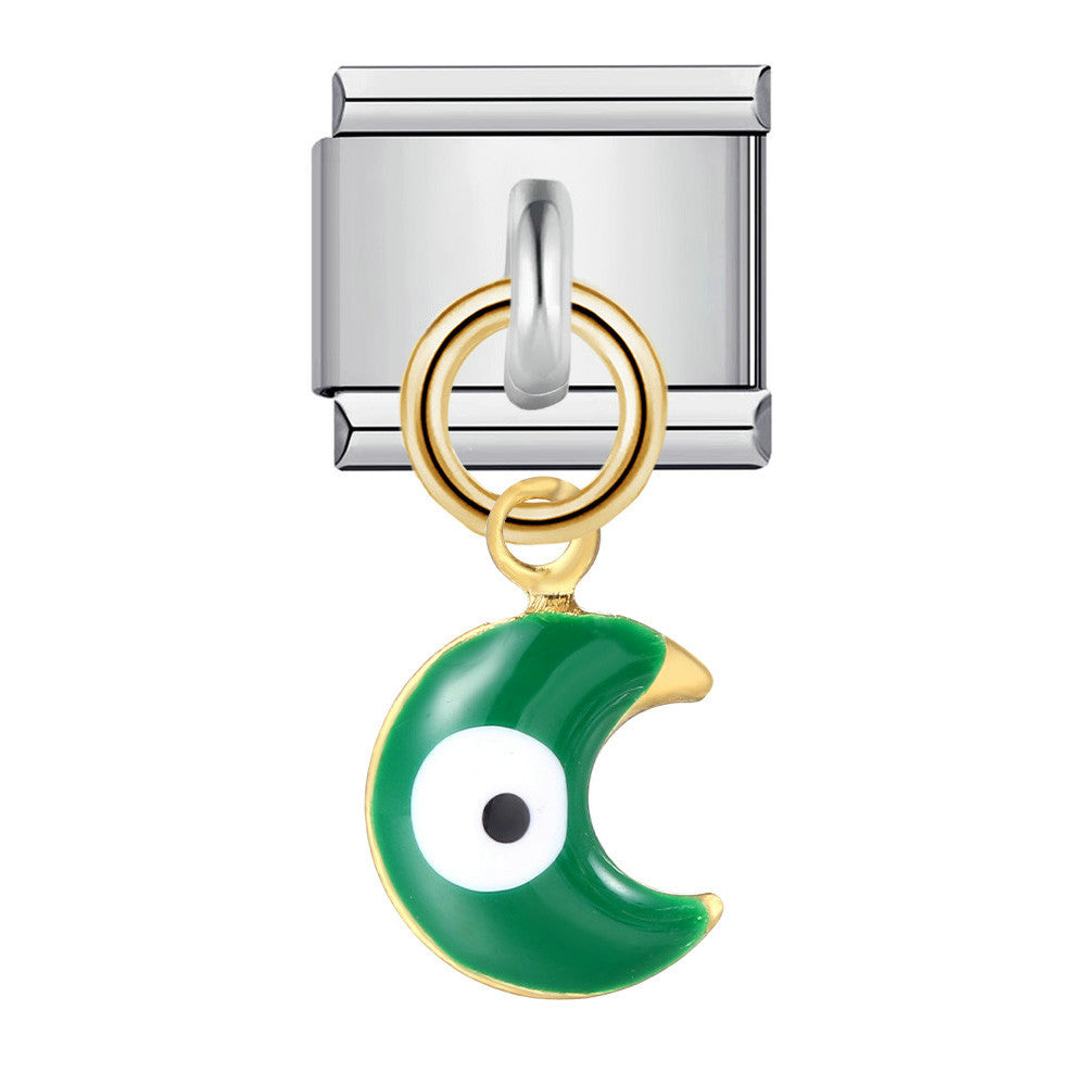 Wholesale Single Hook Italian Module Bracelet Devil' s Eye Pendant  Titanium Steel Charms