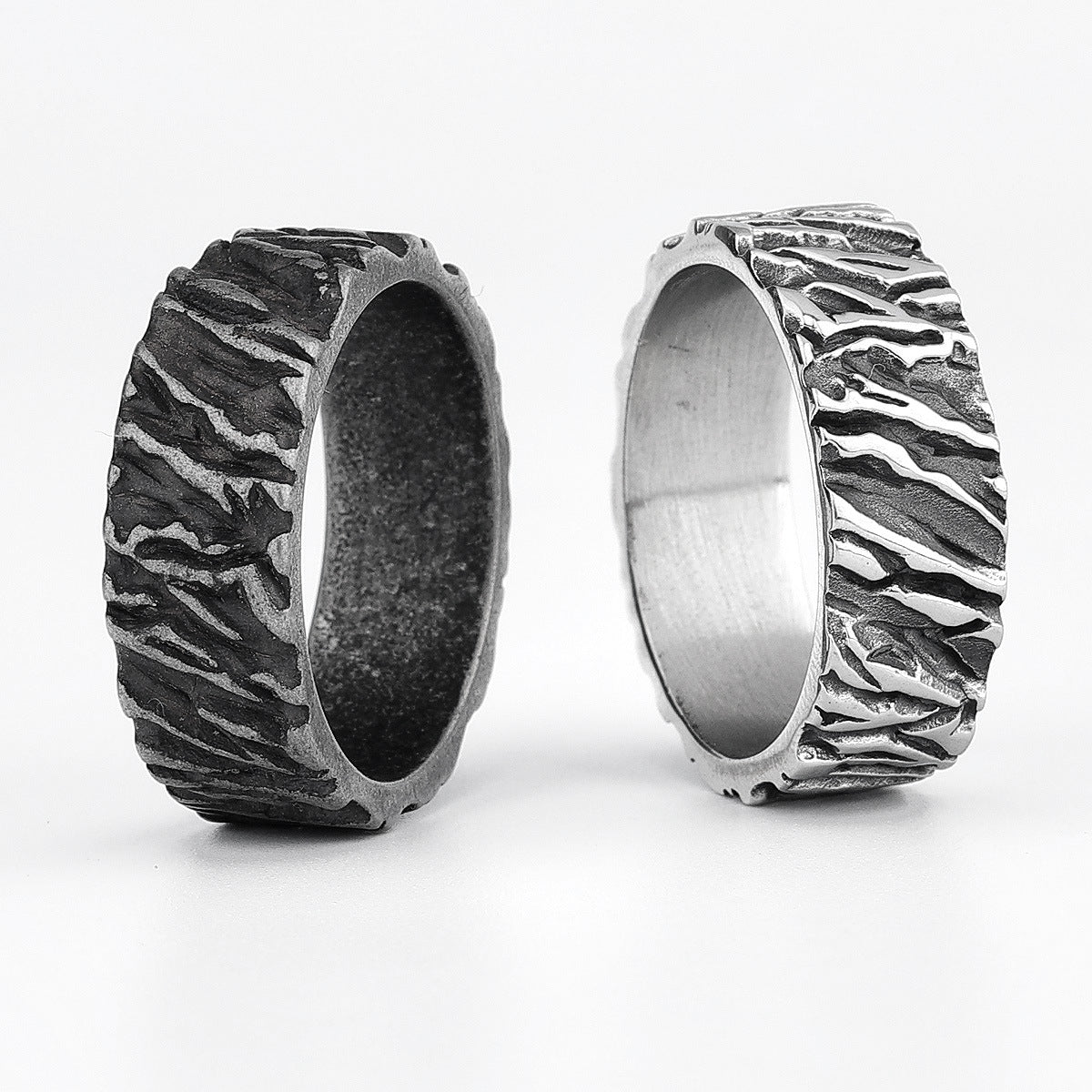Wholesale Titanium Steel Vertical Grain Rings Men’s Rings ACC-RS-Moer009
