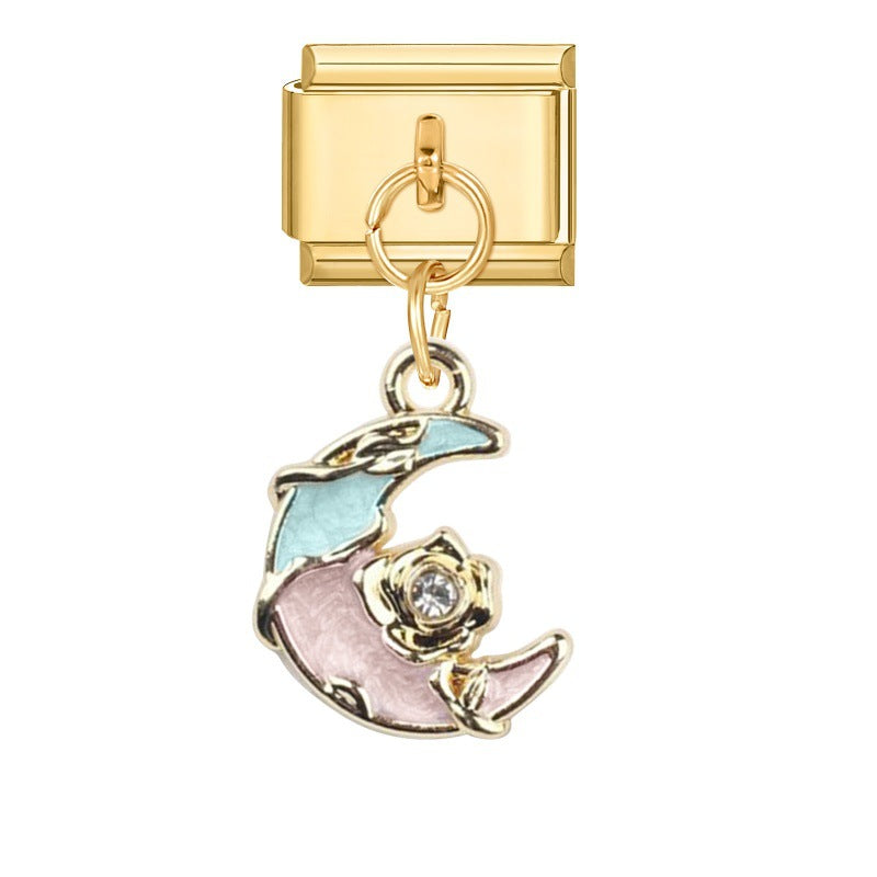 Wholesale Italian Charm Bracelet 9mm DIY Splicing Gold Pendant Stainless Steel Composable Bracelet