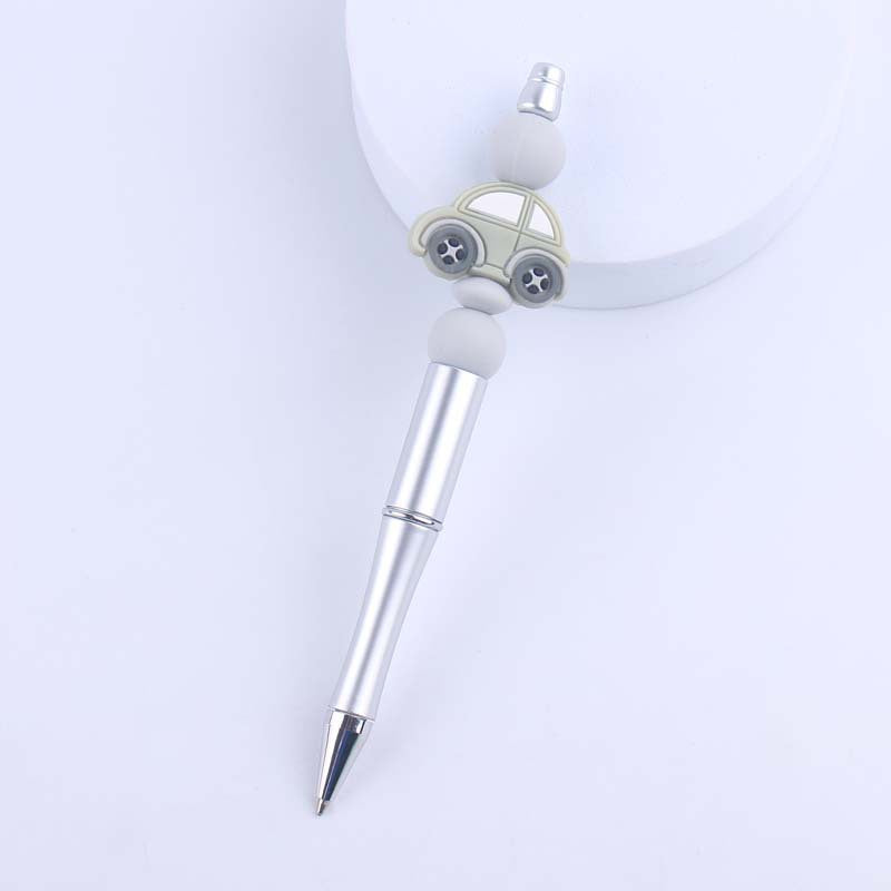 Wholesale  creative handmade cartoon car silicone color plastic beaded pen