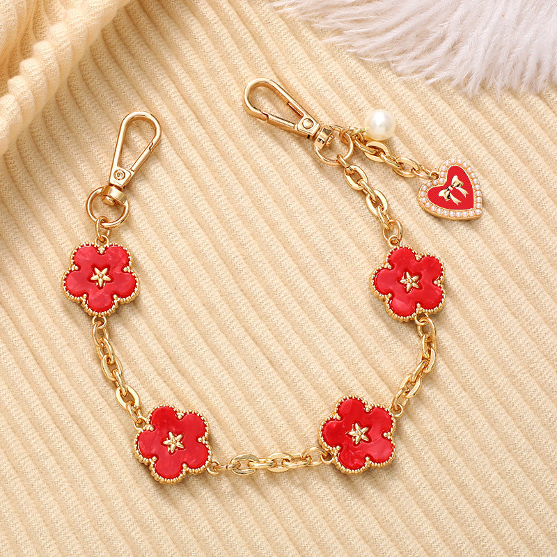 Wholesale Acrylic Five Leaf Clover Metal Keychain Chain Keychains ACC-KC-GeLian001