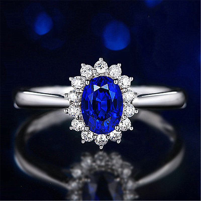 Wholesale s925 Silver Plated Red Blue Yellow Amethyst Zircon Adjustable  Open Ring