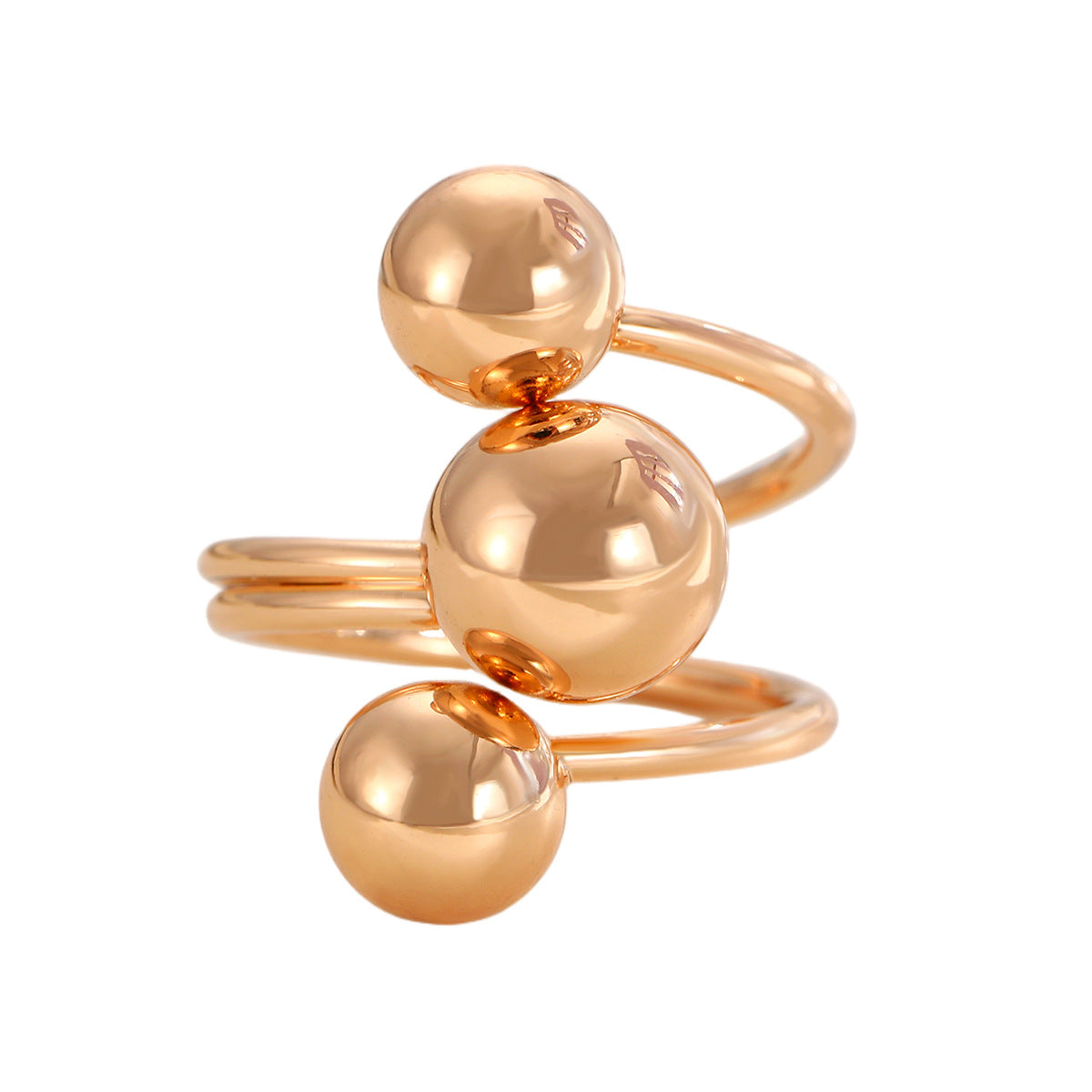 Wholesale Cross Bead Geometric Ball Ring