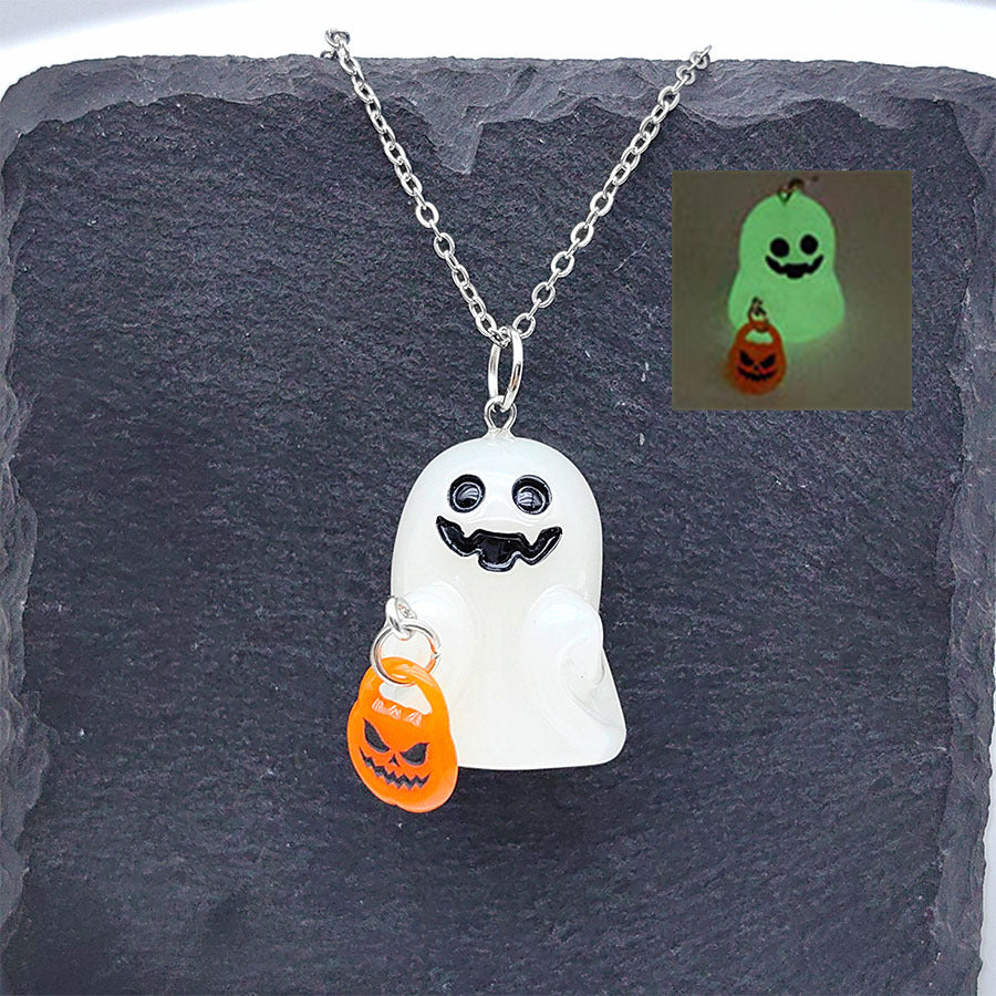 Wholesale Halloween Resin Pendant Luminous Earrings Necklaces ACC-NE-Xizhao001
