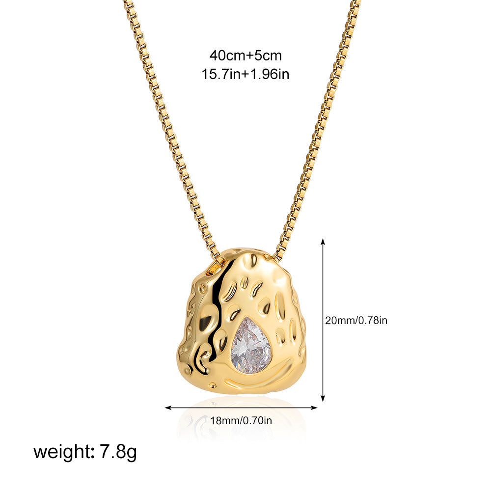 Wholesale  18K gold love ring smooth finger ring shaped zircon necklace