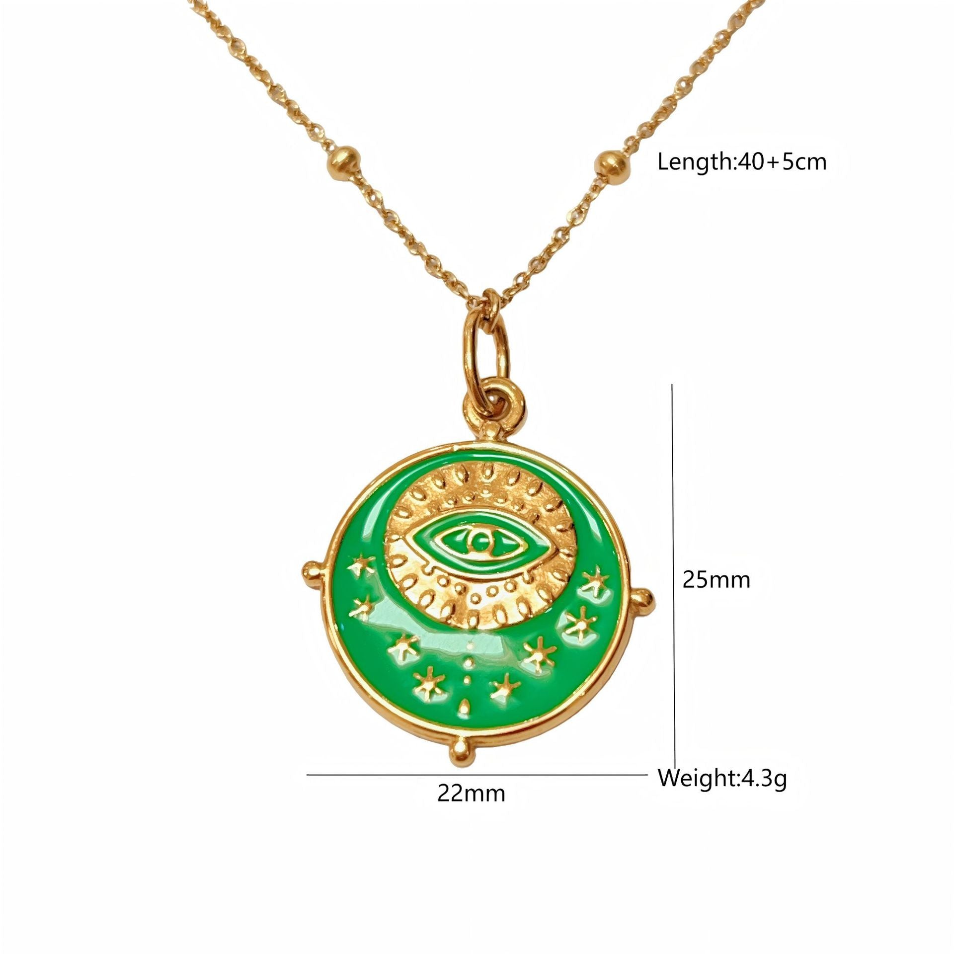 Wholesale Cross Border Fashion Round Color Stainless Steel Tarot Necklace