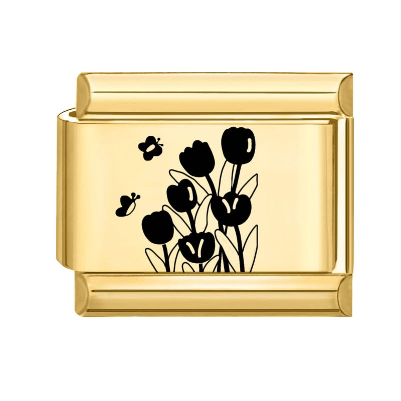 Wholesale Number &  Letter Italian Charms DIY square Single Section Creative Stainless Steel Composable Bracelet