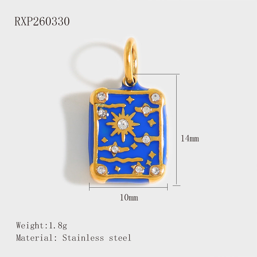 Wholesale Stainless Steel Lucky Dice Four-Leaf Clover Pendant - Gold Electroplated DIY Fashion Accessory