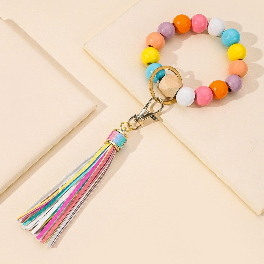 Wholesale Tassel Wood Beads Silicone Beads Bracelet Keychain