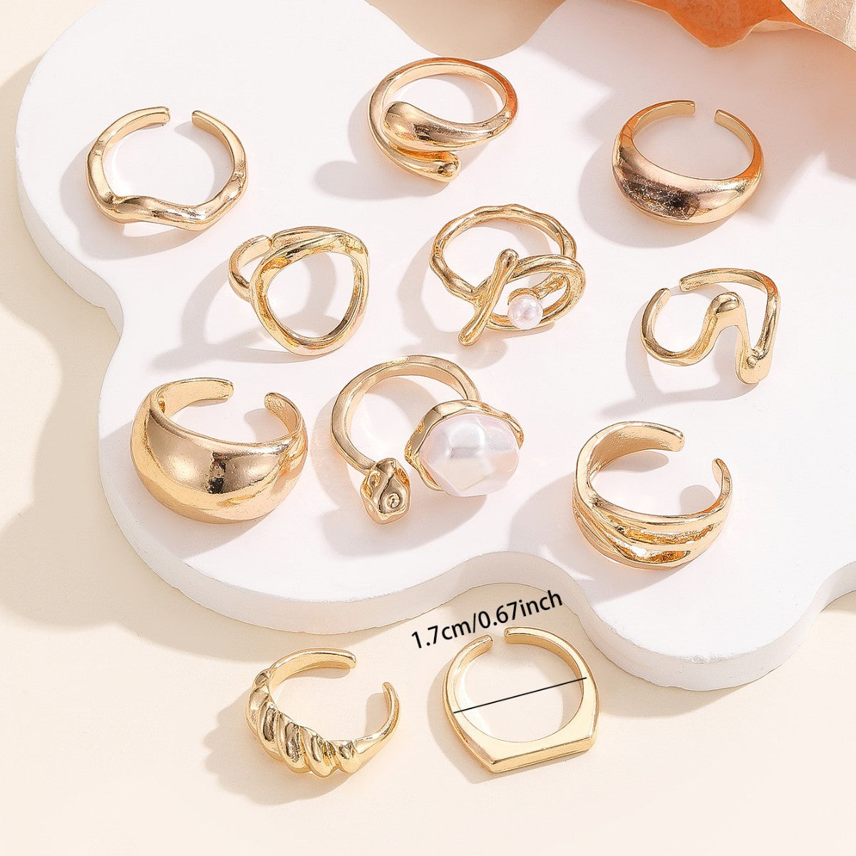 Wholesale Gold Tone Alloy Baroque Irregular Ring Set 11 Piece Fashion Jewelry Accessory For Women Stylish Gift For Everyday Wear
