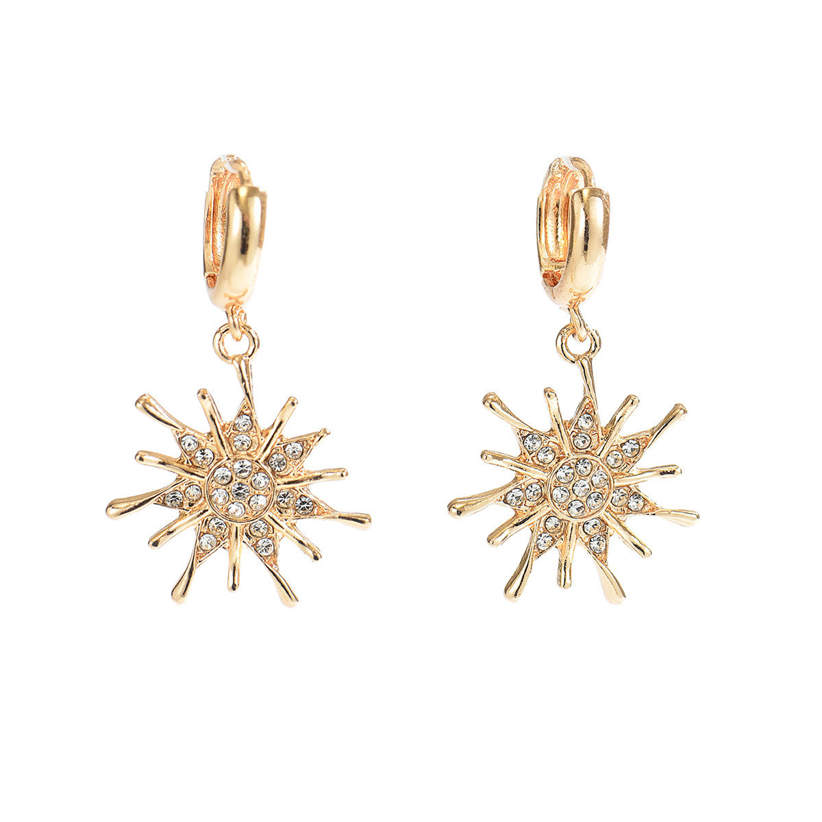 Wholesale Geometric Sun Pendant Earrings - Retro Zinc Alloy Plated Fashion Accessory for Women