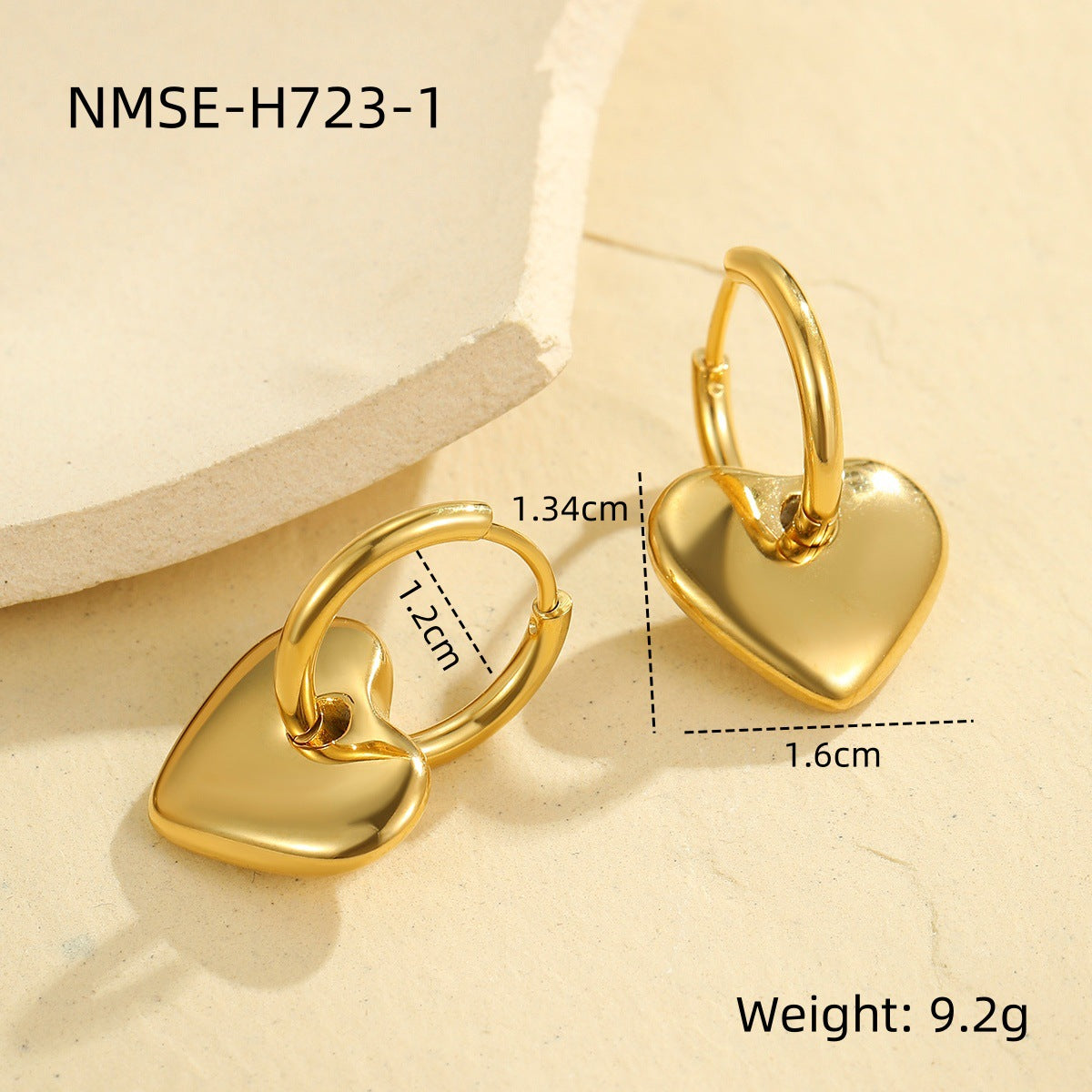 Wholesale Heart Earrings Stainless Steel Plated 18K Gold Earrings