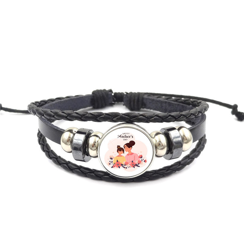 Wholesale Mother's Day  vintage punk style multi-layer beaded woven bracelet