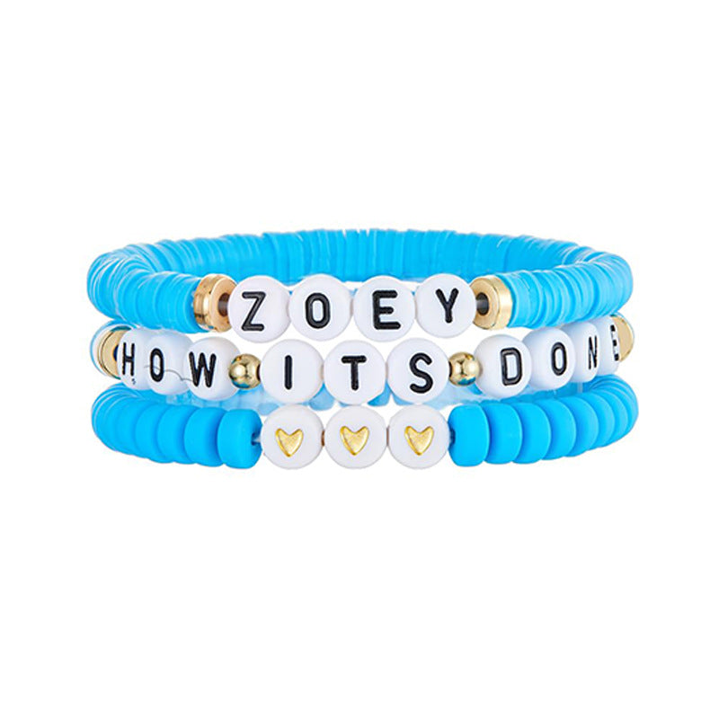 Wholesale Anime alloy polymer clay letter necklace bracelet set