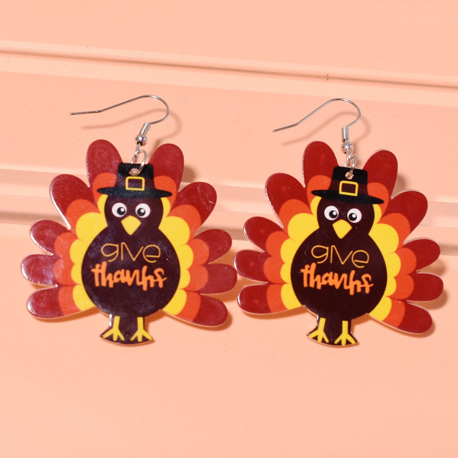 Wholesale Thanksgiving Cartoon Turkey Acrylic Earrings ACC-ES-Xunt004