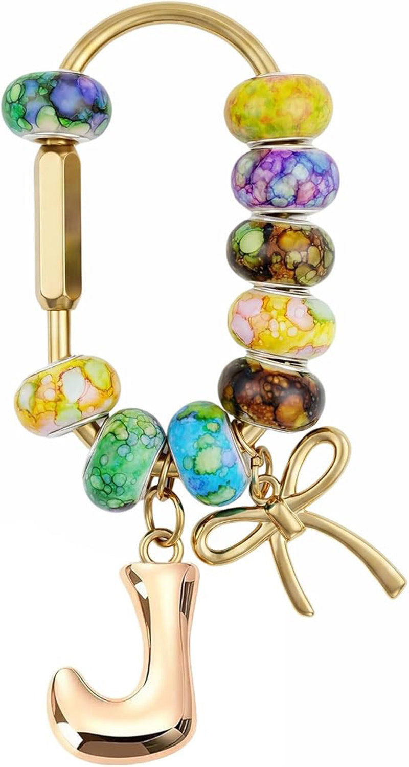 Wholesale Acrylic Colorful Beaded Letter Keychain Cute Bag Charm And Phone Pendant Trendy Car Key Accessory Boutique Resale Gift