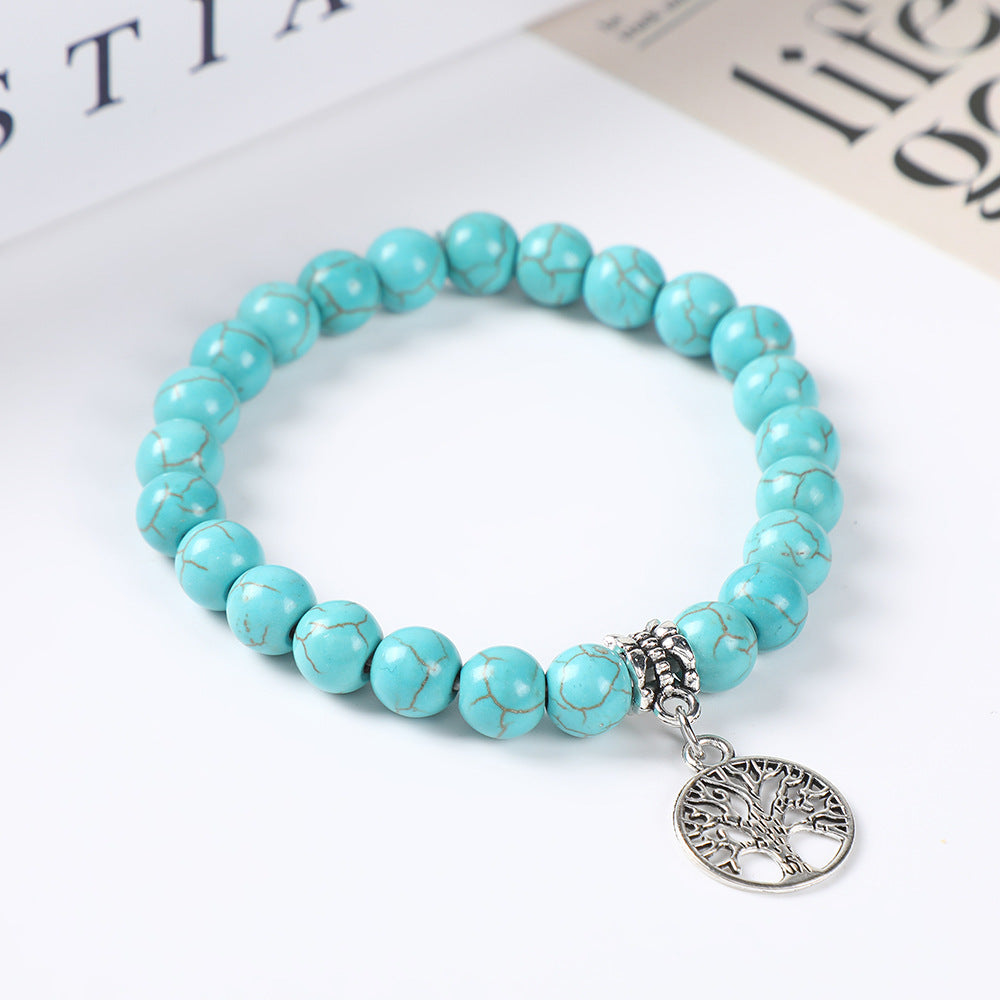 Wholesale Bohemian Turquoise Acrylic Turtle Tree Pendant Bracelet Fashion Accessory for Daily Wear