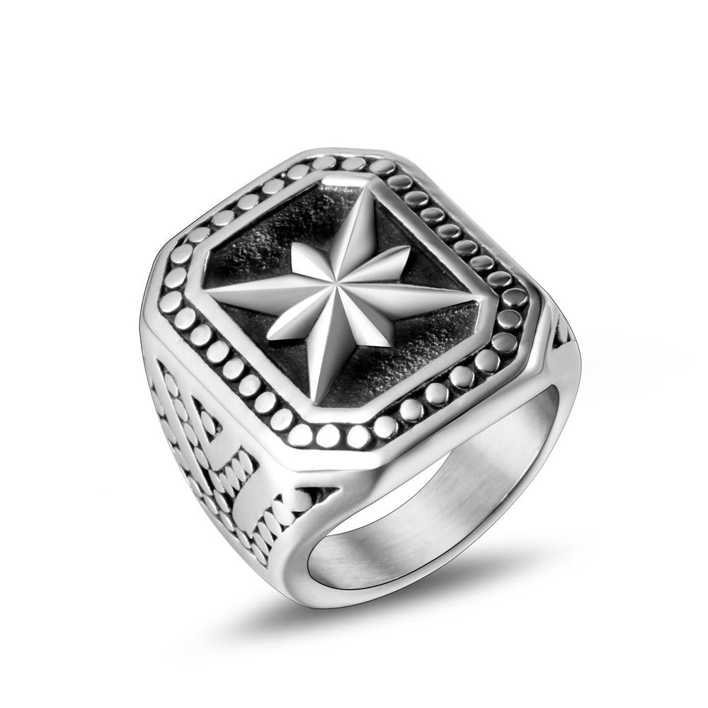 Wholesale Ring male titanium steel ring retro rice punk ring