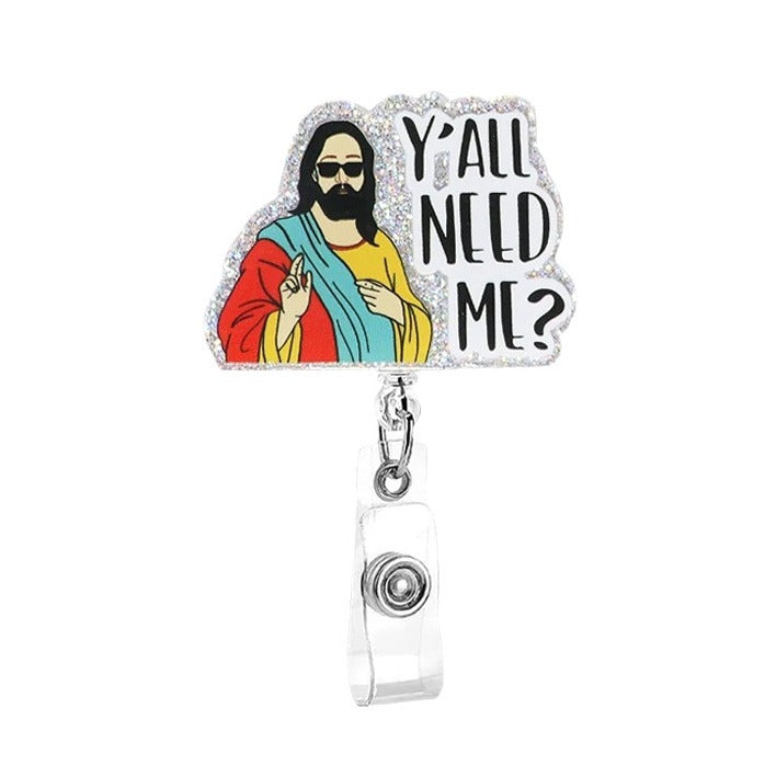 Wholesale Jesus Badge Reel Keychain