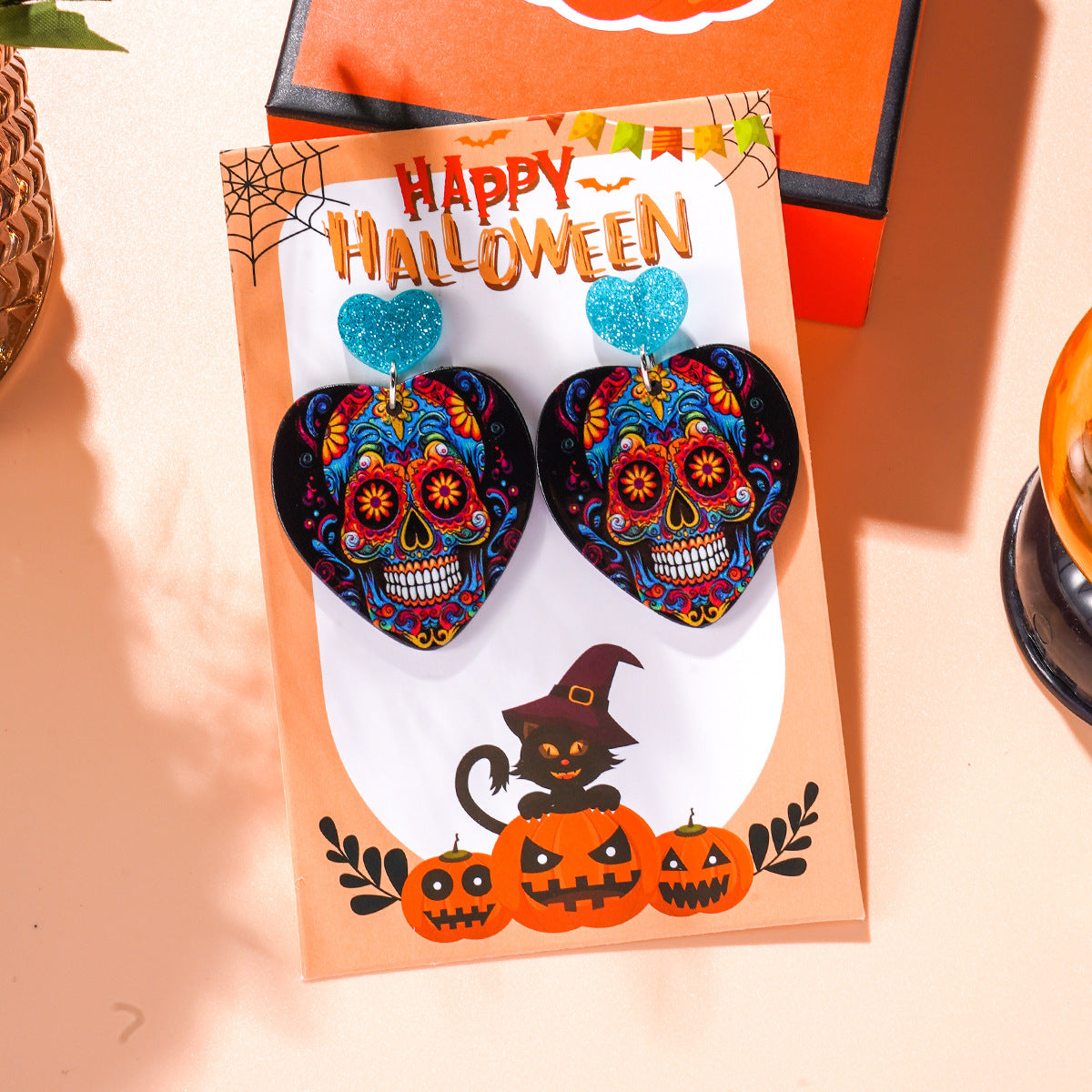 Wholesale Halloween Acrylic Skull Earrings ACC-ES-Ditong003