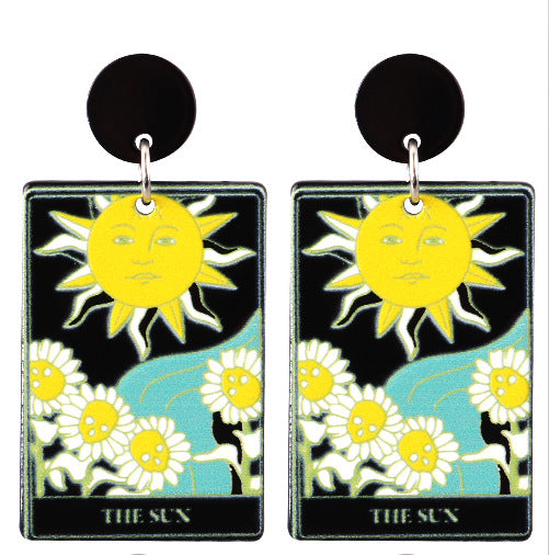 Wholesale Trendy Punk Skull Tarot Acrylic Earrings  Fashion Accessory