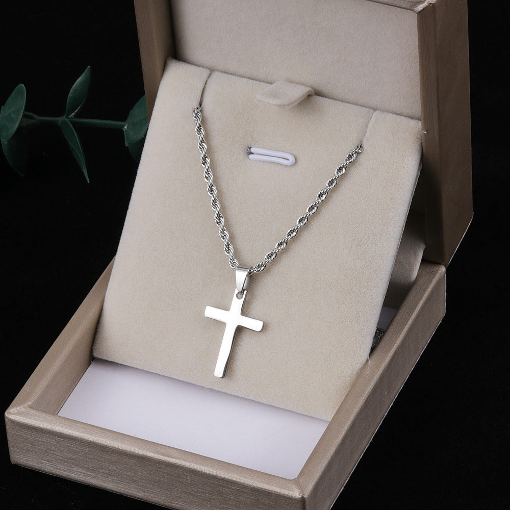 Wholesale  stainless steel twist chain cross necklace